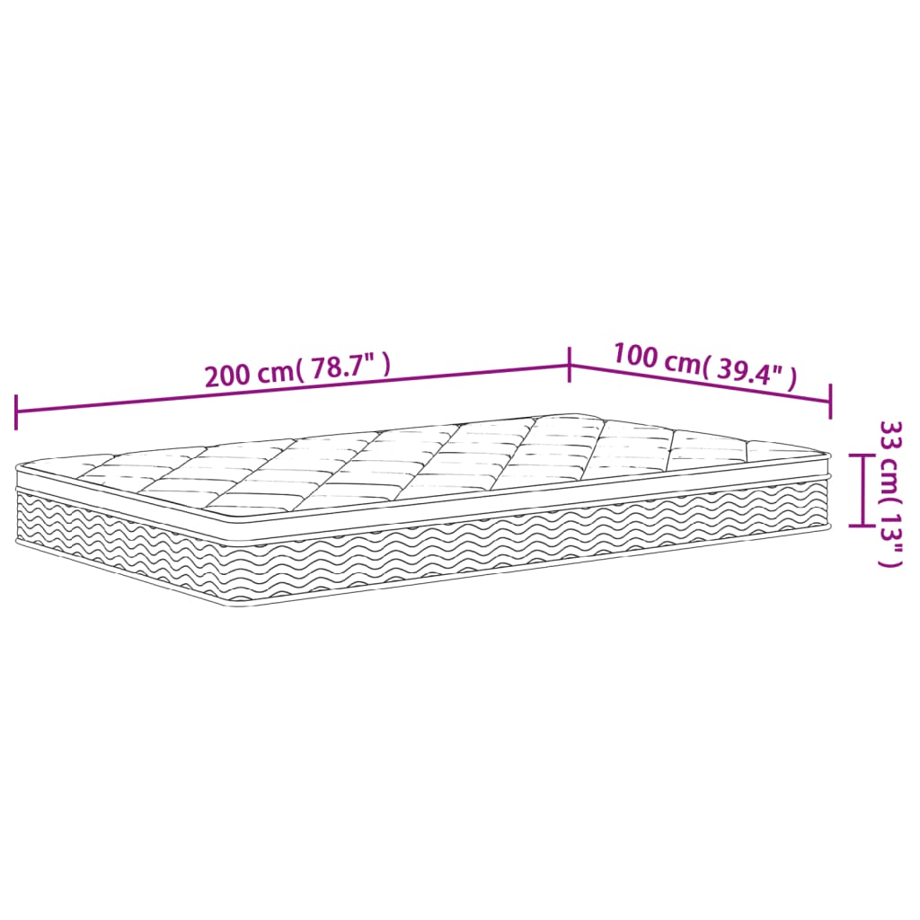 Στρώμα με Pocket Springs Μεσαία Plus Σκληρότητα 100x200 εκ.