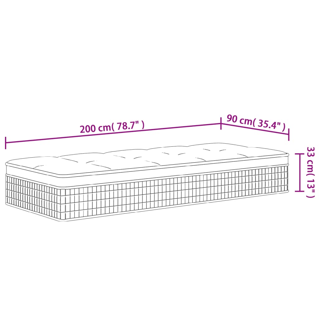 Στρώμα με Pocket Springs Μεσαία Plus Σκληρότητα 90x200 εκ.