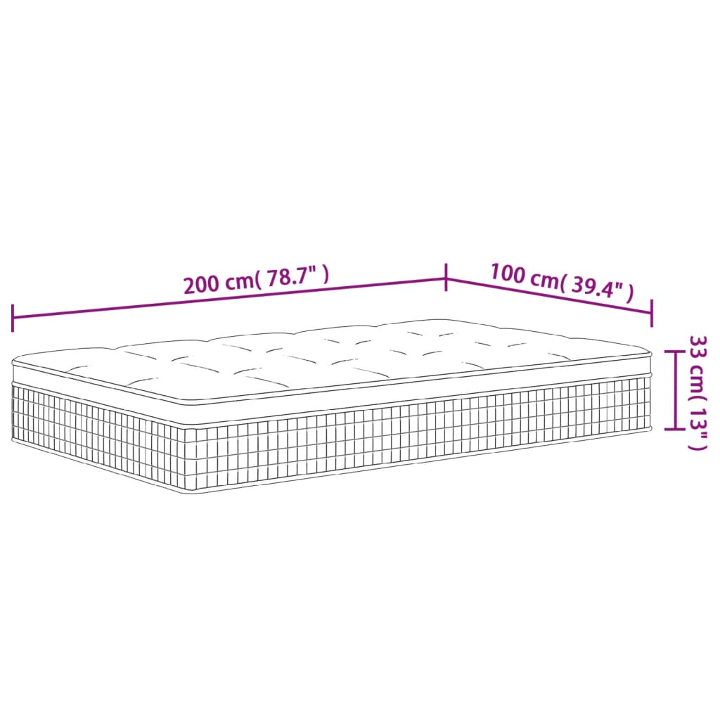 Στρώμα με Pocket Springs Μεσαία Plus Σκληρότητα 100x200 εκ.