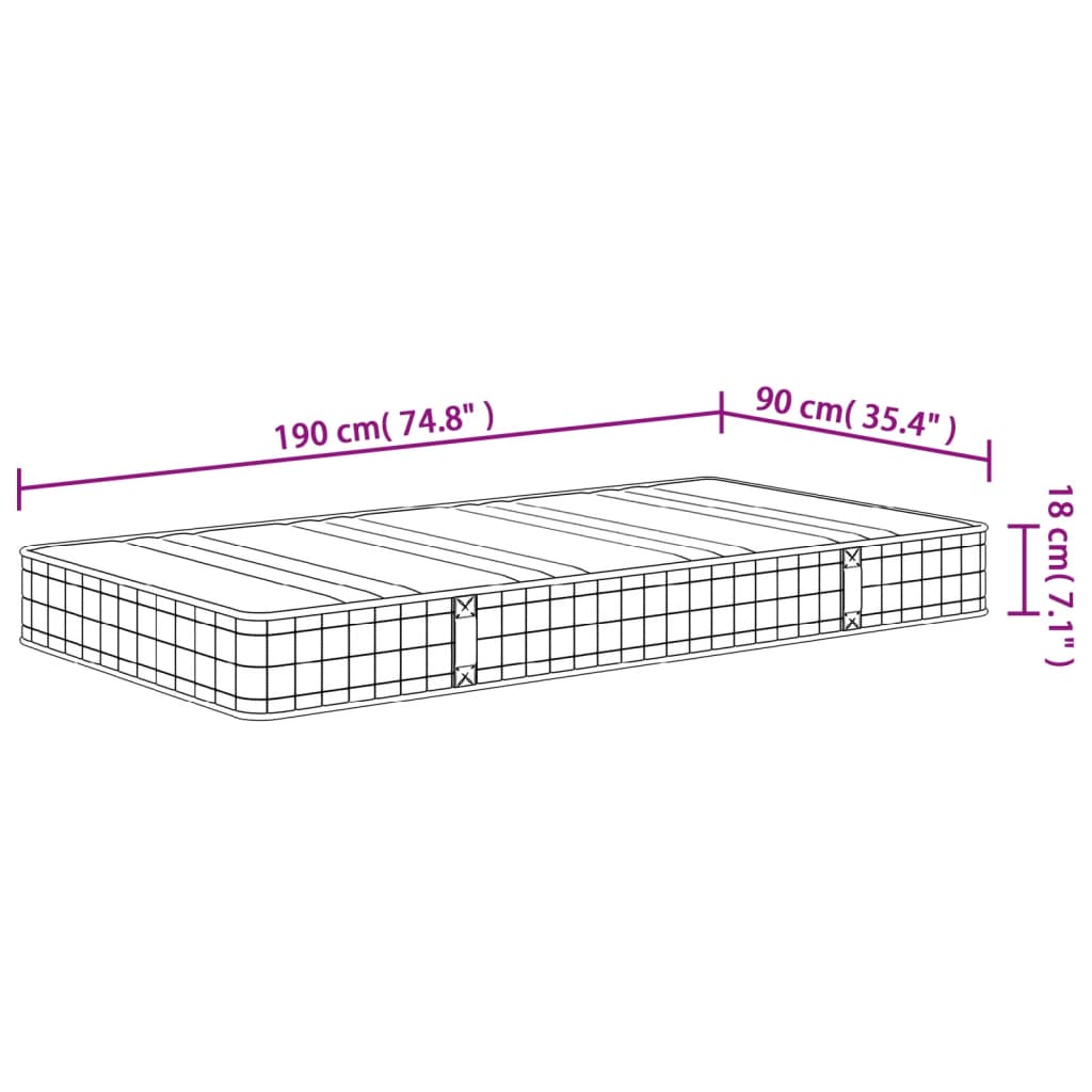 Στρώμα με Bonnell Springs Medium 90x190 εκ. Μονό