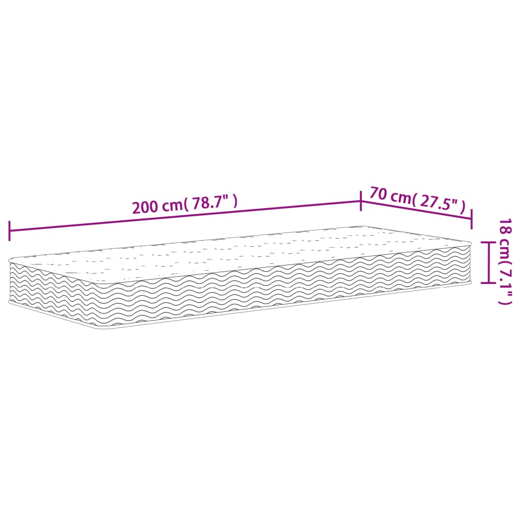 Στρώμα με Bonnell Springs Μεσαία Σκληρότητα 70x200 εκ.