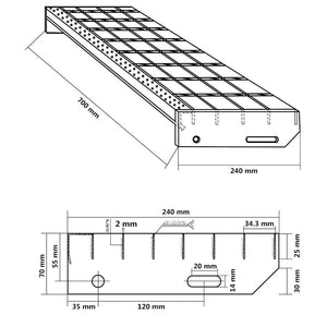 Σκαλοπάτια από Σχάρα 70 x 24 x 7 εκ. από Γαλβανισμένο Χάλυβα - PAKOBAZAAR