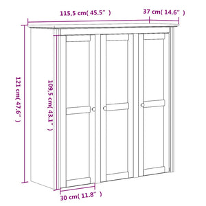 Μπουφές BODO Λευκός 115,5x43x200,5 εκ. από Μασίφ Ξύλο Πεύκου - Pakobazaar