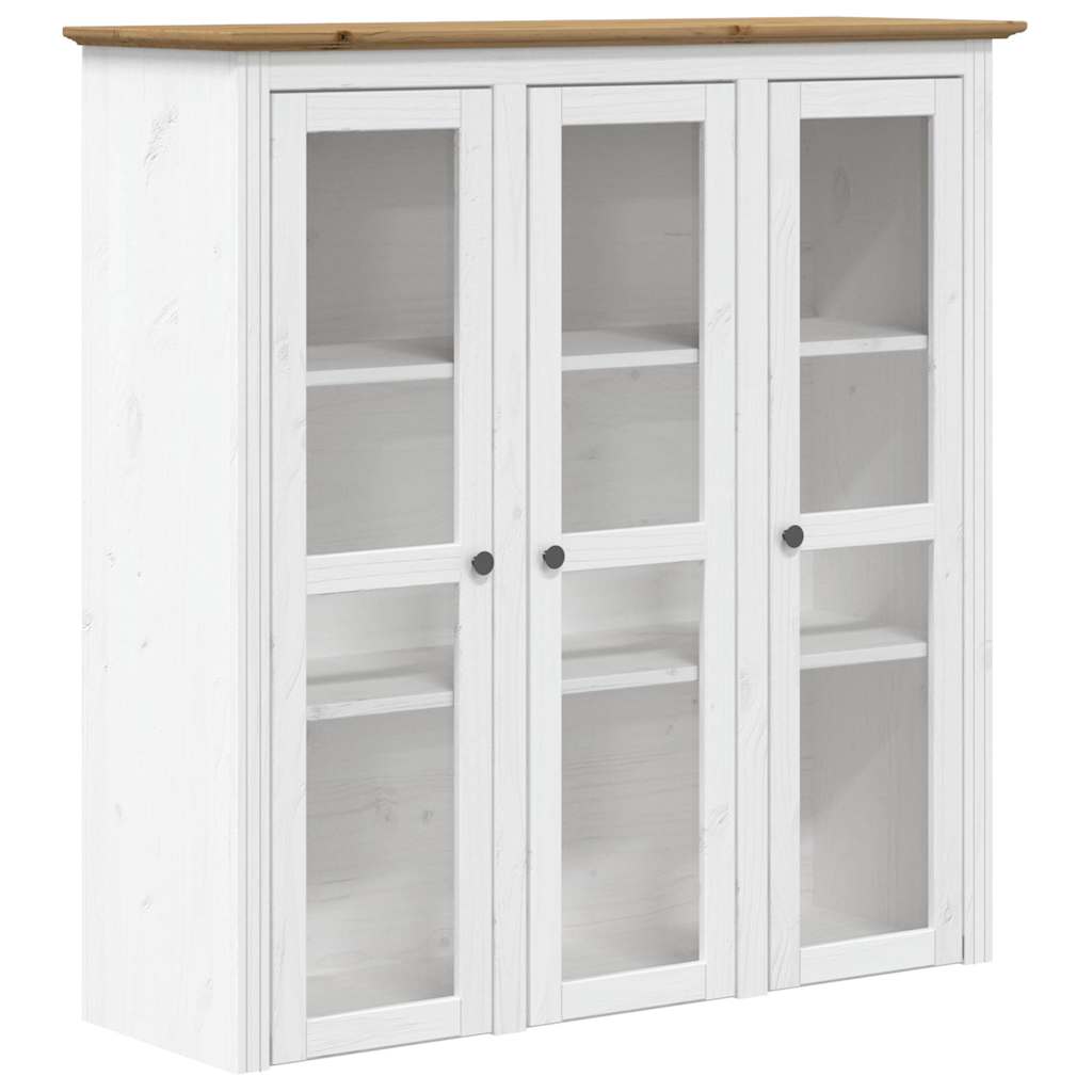 Ντουλάπι BODO Λευκό/Καφέ 115,5x43x200,5 εκ. Μασίφ Ξύλο Πεύκου - Pakobazaar