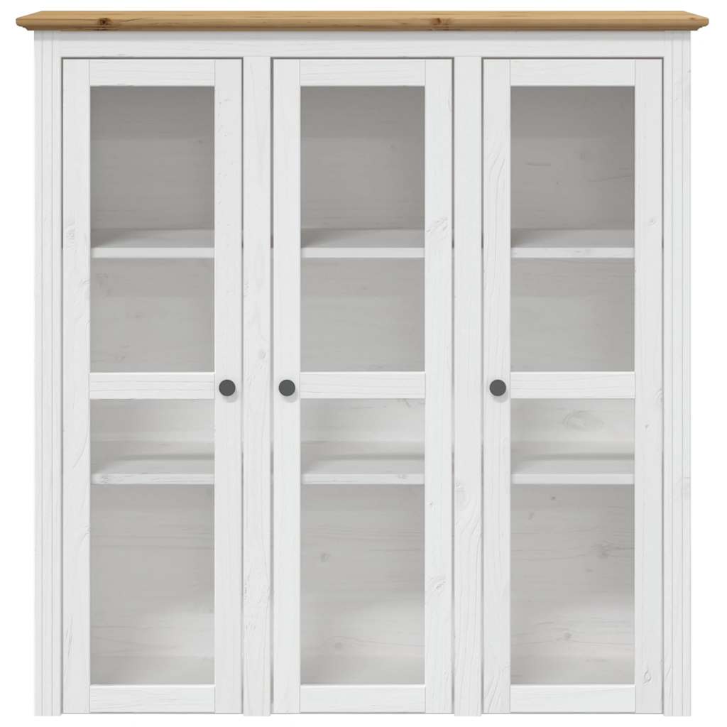Ντουλάπι BODO Λευκό/Καφέ 115,5x43x200,5 εκ. Μασίφ Ξύλο Πεύκου - Pakobazaar