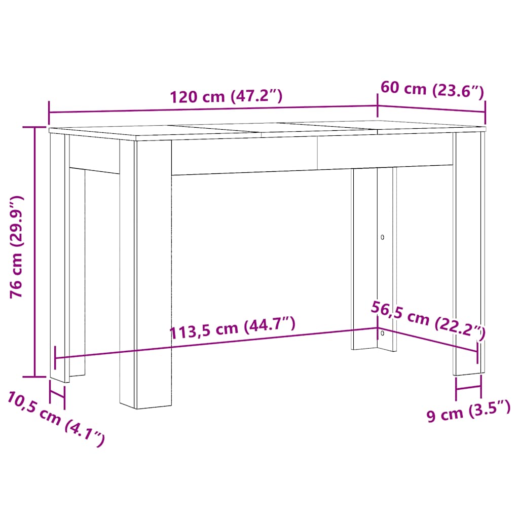 Τραπέζι Τραπεζαρίας Καπνιστή Δρυς 120x60x76 εκ. Επεξ. Ξύλο - Pakobazaar