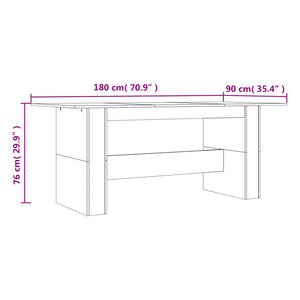 Τραπεζαρία Καφέ Δρυς 180x90x76 εκ. από Επεξεργασμένο Ξύλο