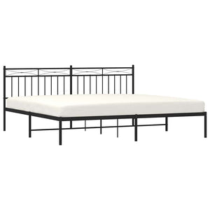 Πλαίσιο Κρεβατιού με Κεφαλάρι Μαύρο 193 x 203 εκ. Μεταλλικό