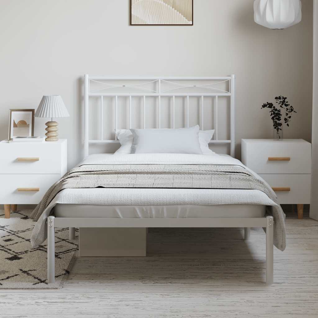 Πλαίσιο Κρεβατιού με Κεφαλάρι Λευκό 100 x 200 εκ. Μεταλλικό