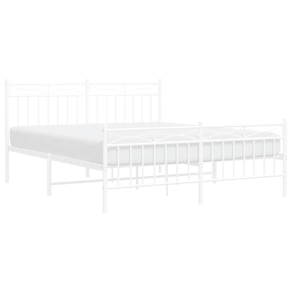 Πλαίσιο Κρεβατιού με Κεφαλάρι&Ποδαρικό Λευκό 90x190 εκ. Μέταλλο - Pakobazaar