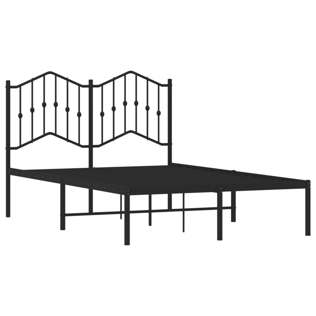 Πλαίσιο Κρεβατιού με Κεφαλάρι Μαύρο 120 x 190 εκ. Μεταλλικό
