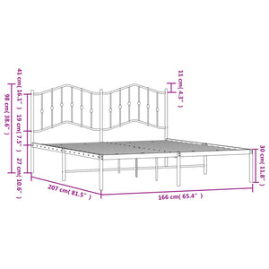 Πλαίσιο Κρεβατιού με Κεφαλάρι Μαύρο 160 x 200 εκ. Μεταλλικό
