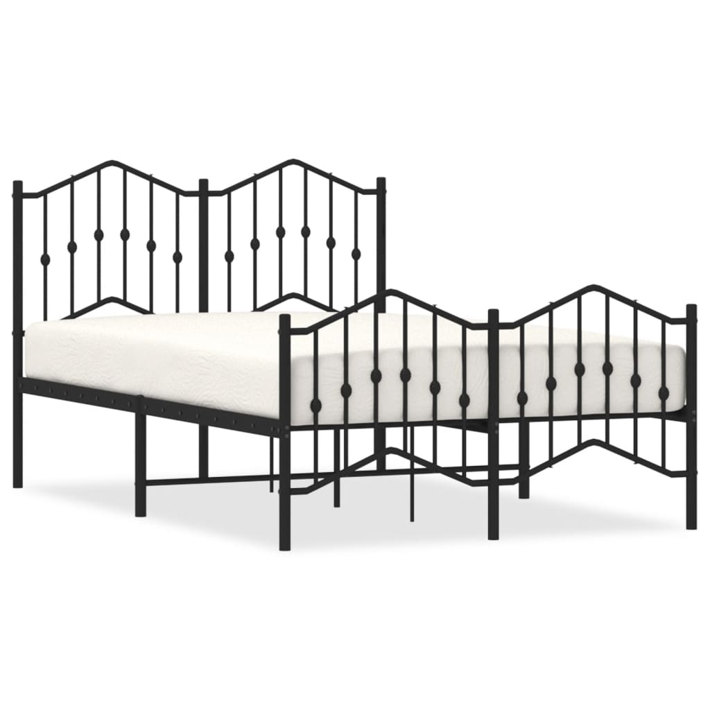 Πλαίσιο Κρεβατιού με Κεφαλάρι/Ποδαρικό Μαύρο 120x190εκ. Μέταλλο