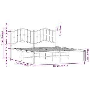 Πλαίσιο Κρεβατιού με Κεφαλάρι Λευκό 183 x 213 εκ. Μεταλλικό