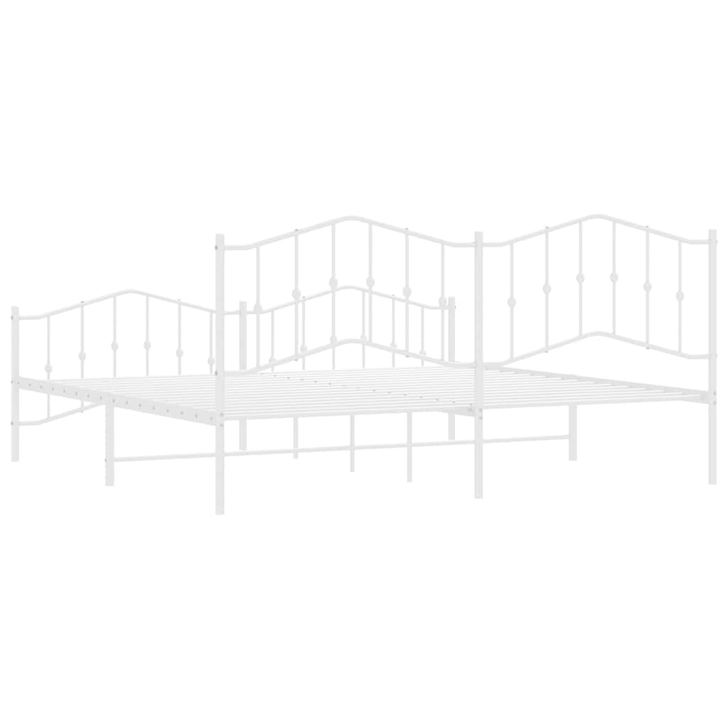 Πλαίσιο Κρεβατιού με Κεφαλάρι/Ποδαρικό Λευκό 193x203εκ. Μέταλλο