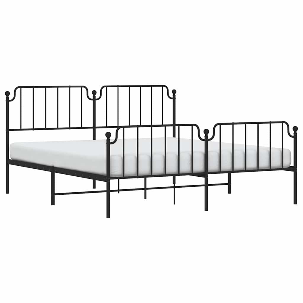 Πλαίσιο Κρεβατιού με Κεφαλάρι/Ποδαρικό Μαύρο 183x213εκ. Μέταλλο