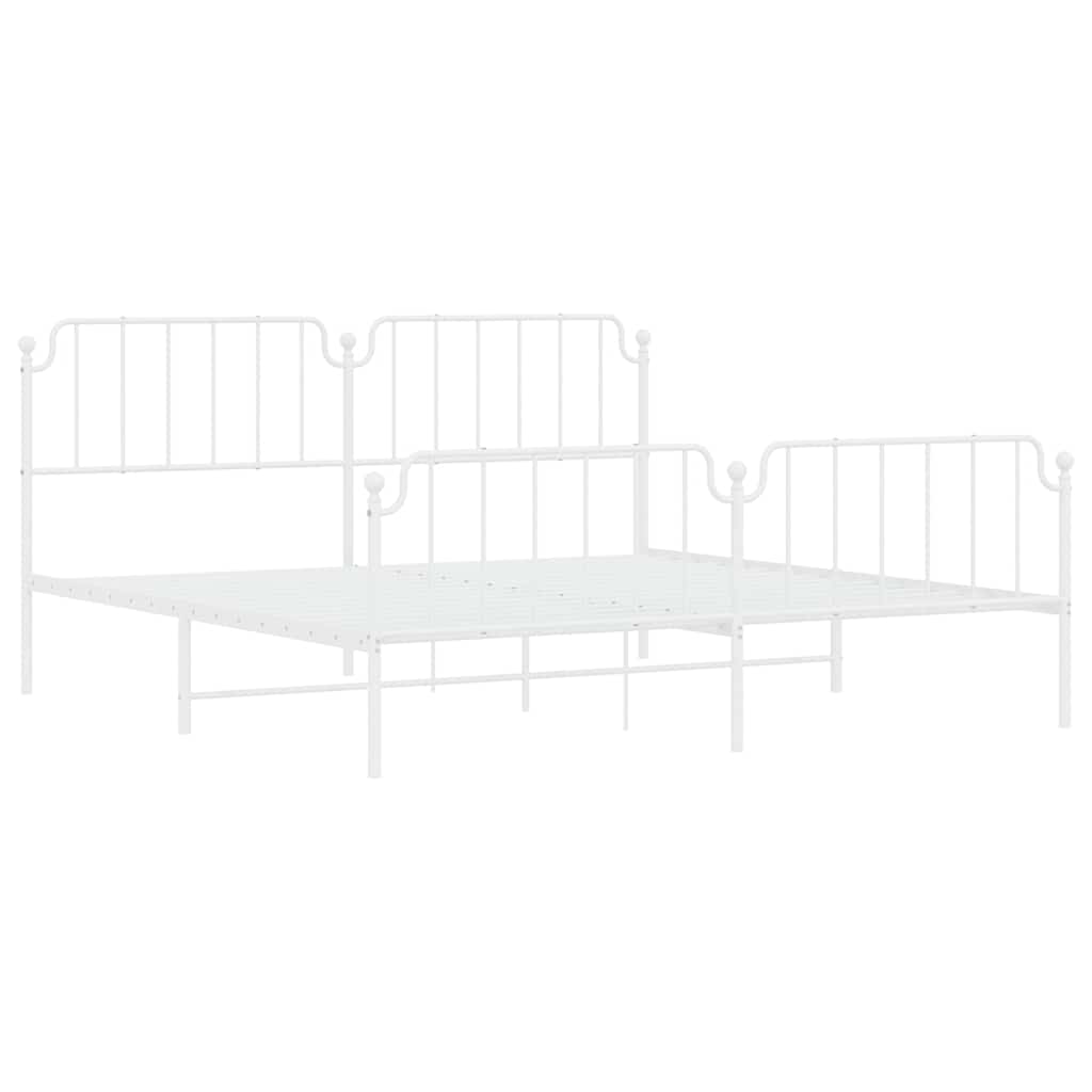 Πλαίσιο Κρεβατιού με Κεφαλάρι/Ποδαρικό Λευκό 193x203εκ. Μέταλλο