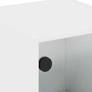 Κομοδίνο με Γυάλινη Πόρτα Λευκό 35x37x42 εκ.
