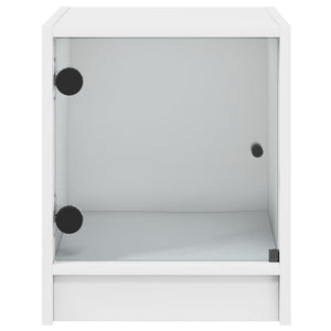 Κομοδίνα με Γυάλινες Πόρτες 2 τεμ. Λευκά 35x37x42 εκ.