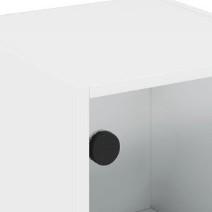 Κομοδίνα με Γυάλινες Πόρτες 2 τεμ. Λευκά 35x37x42 εκ.