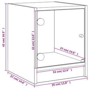 Κομοδίνα με Γυάλινες Πόρτες 2 τεμ. Μαύρα 35x37x42 εκ.