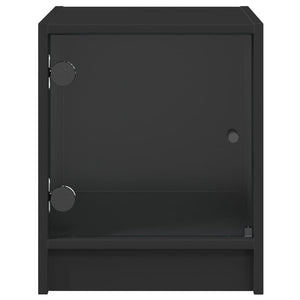 Κομοδίνα με Γυάλινες Πόρτες 2 τεμ. Μαύρα 35x37x42 εκ.