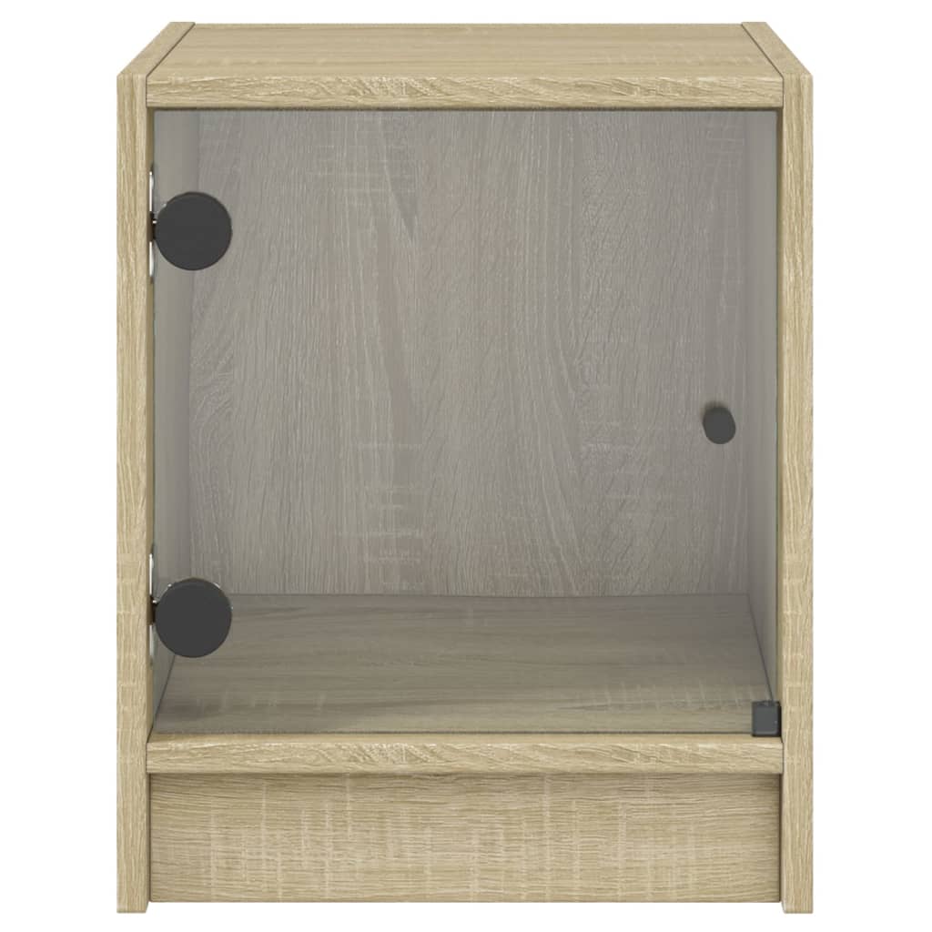 Κομοδίνο με Γυάλινη Πόρτα Sonoma Δρυς 35x37x42 εκ.