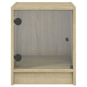 Κομοδίνο με Γυάλινη Πόρτα Sonoma Δρυς 35x37x42 εκ.