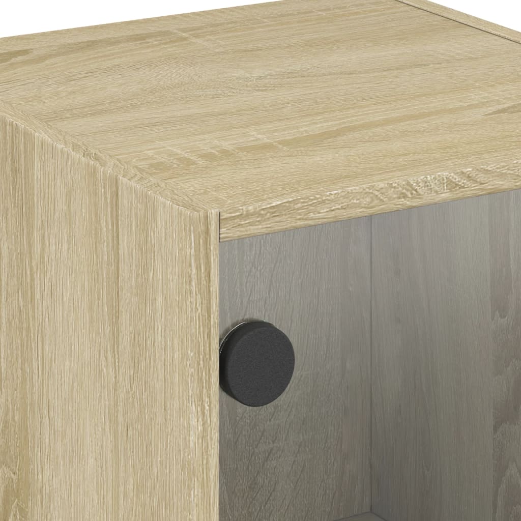 Κομοδίνο με Γυάλινη Πόρτα Sonoma Δρυς 35x37x42 εκ.