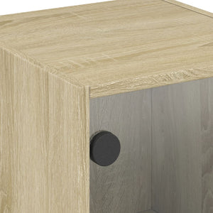 Κομοδίνο με Γυάλινη Πόρτα Sonoma Δρυς 35x37x42 εκ.