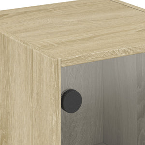 Κομοδίνα με Γυάλινες Πόρτες 2 τεμ. Sonoma Δρυς 35x37x42 εκ.