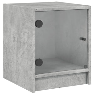 Κομοδίνα 2 τεμ. Γκρι Σκυρ. 35x37x42 εκ. με Γυάλινες Πόρτες