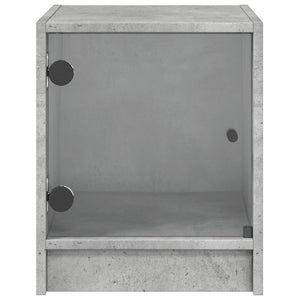 Κομοδίνα 2 τεμ. Γκρι Σκυρ. 35x37x42 εκ. με Γυάλινες Πόρτες