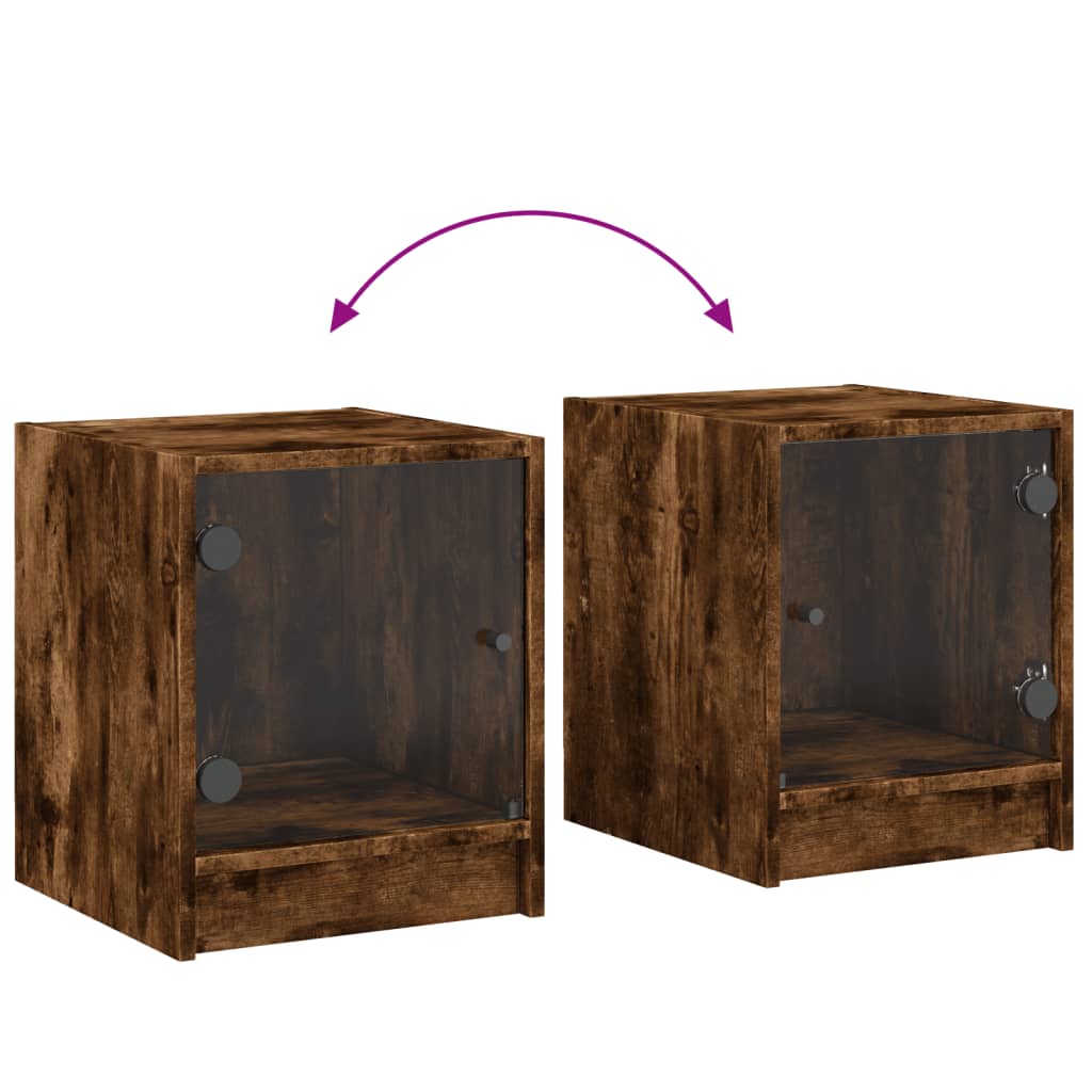 Κομοδίνο Καπν. Δρυς 35 x 37 x 42 εκ. με Γυάλινη Πόρτα