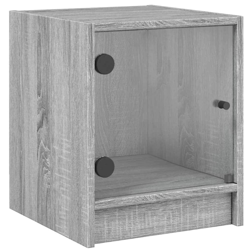 Κομοδίνο Γκρι Sonoma 35x37x42 εκ. με Γυάλινη Πόρτα