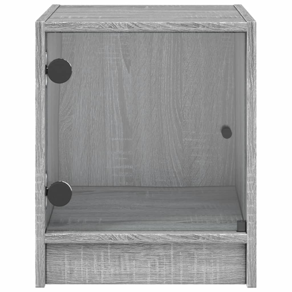 Κομοδίνο Γκρι Sonoma 35x37x42 εκ. με Γυάλινη Πόρτα