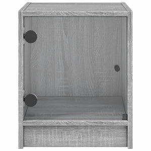 Κομοδίνο Γκρι Sonoma 35x37x42 εκ. με Γυάλινη Πόρτα