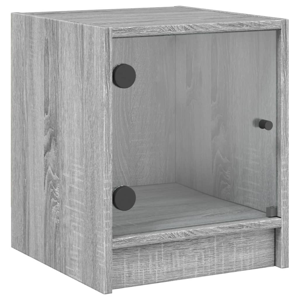 Κομοδίνα 2 τεμ. Γκρι Sonoma 35x37x42 εκ. με Γυάλινες Πόρτες