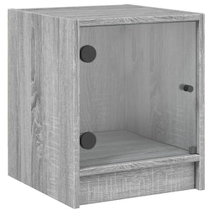 Κομοδίνα 2 τεμ. Γκρι Sonoma 35x37x42 εκ. με Γυάλινες Πόρτες