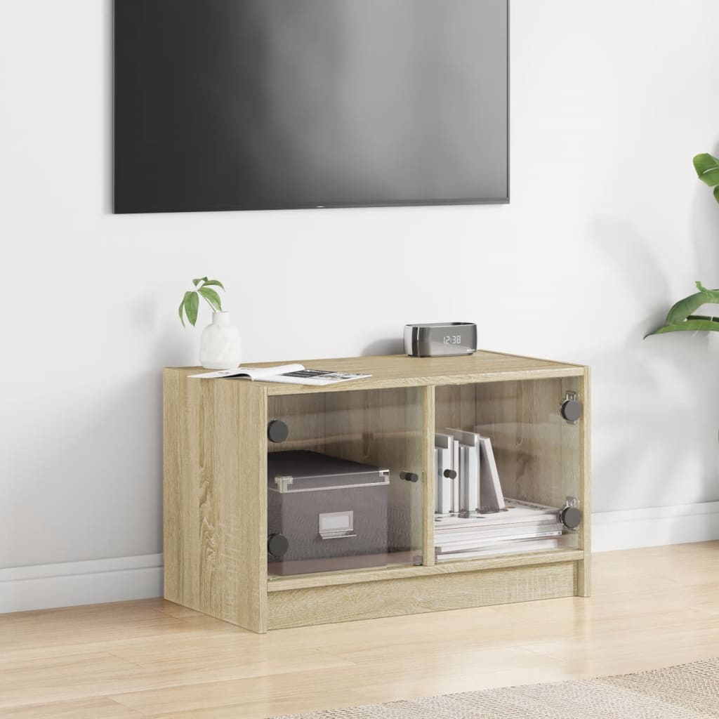Βοηθητικό Ντουλάπι Sonoma Δρυς 68x37x42 εκ. με Γυάλινες Πόρτες