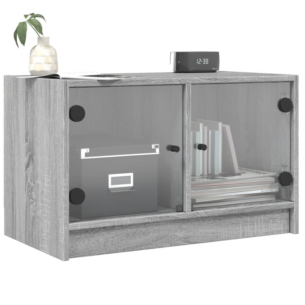 Βοηθητικό Ντουλάπι Sonoma Γκρι 68x37x42 εκ. με Γυάλινες Πόρτες