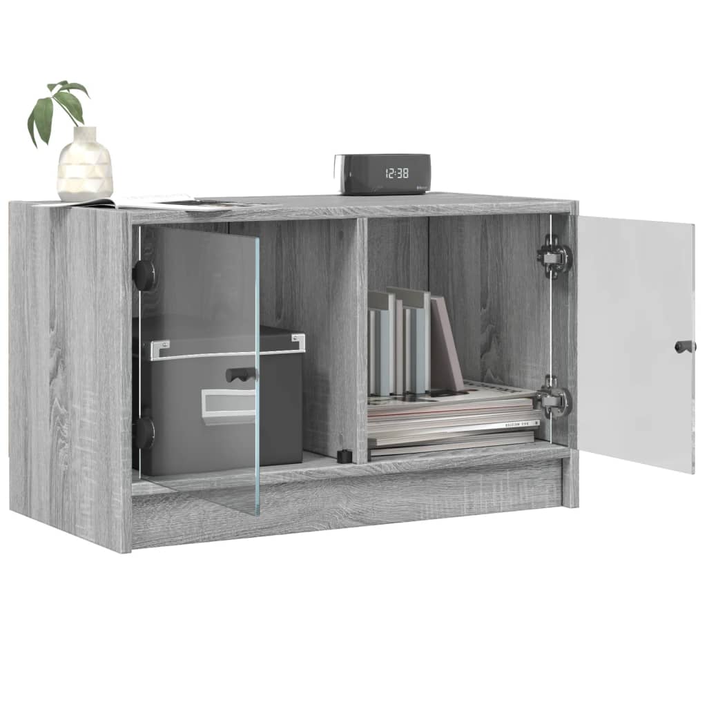 Βοηθητικό Ντουλάπι Sonoma Γκρι 68x37x42 εκ. με Γυάλινες Πόρτες