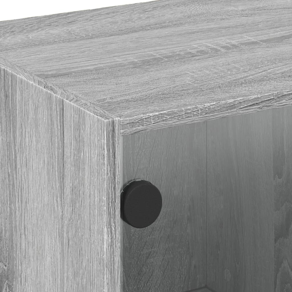 Βοηθητικό Ντουλάπι Sonoma Γκρι 68x37x42 εκ. με Γυάλινες Πόρτες