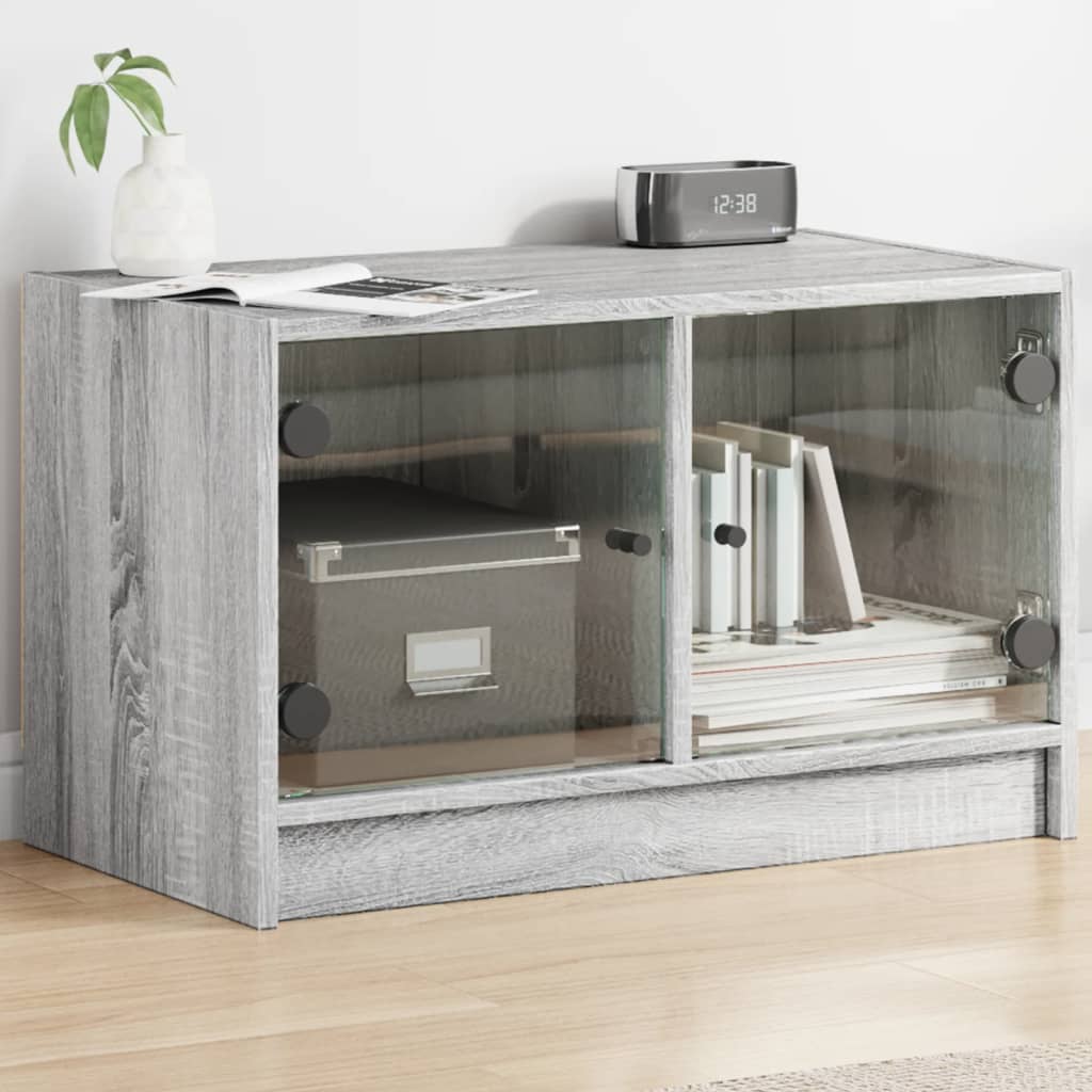Βοηθητικό Ντουλάπι Sonoma Γκρι 68x37x42 εκ. με Γυάλινες Πόρτες