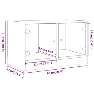 Βοηθητικό Ντουλάπι Καφέ Δρυς 68x37x42 εκ. Γυάλινες Πόρτες