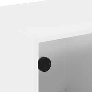 Τραπεζάκι Σαλονιού Λευκό 68x50x42 εκ. με Γυάλινες Πόρτες