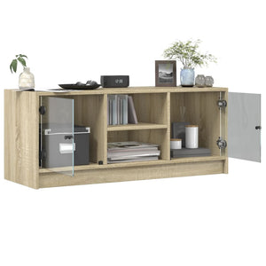 Έπιπλο Τηλεόρασης Sonoma Δρυς 102x37x42 εκ. με Γυάλινες Πόρτες - Pakobazaar