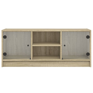 Έπιπλο Τηλεόρασης Sonoma Δρυς 102x37x42 εκ. με Γυάλινες Πόρτες - Pakobazaar