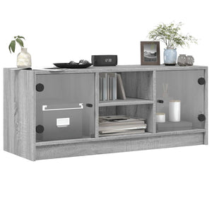 Έπιπλο Τηλεόρασης Sonoma Γκρι 102x37x42 εκ. με Γυάλινες Πόρτες - Pakobazaar