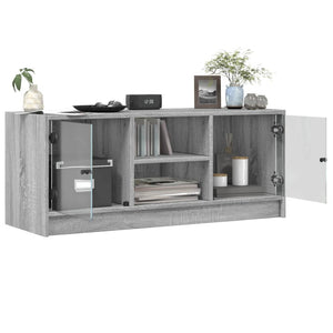 Έπιπλο Τηλεόρασης Sonoma Γκρι 102x37x42 εκ. με Γυάλινες Πόρτες - Pakobazaar